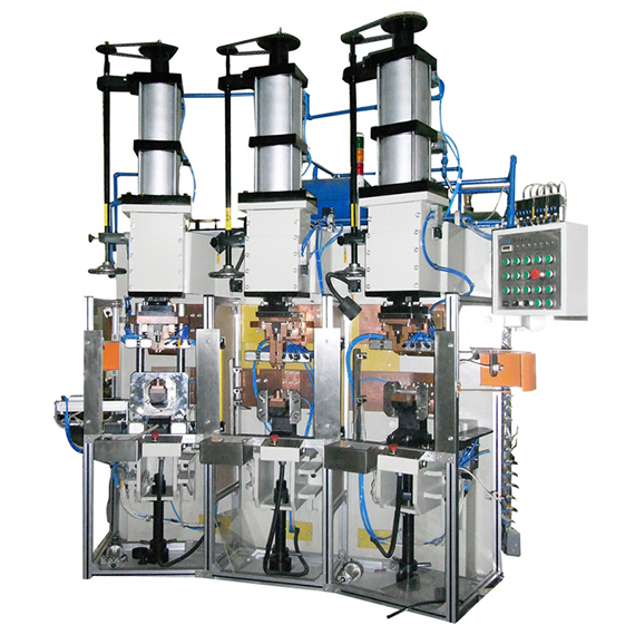 壓縮機(jī)銅管與殼體三工位中頻點(diǎn)焊機(jī)